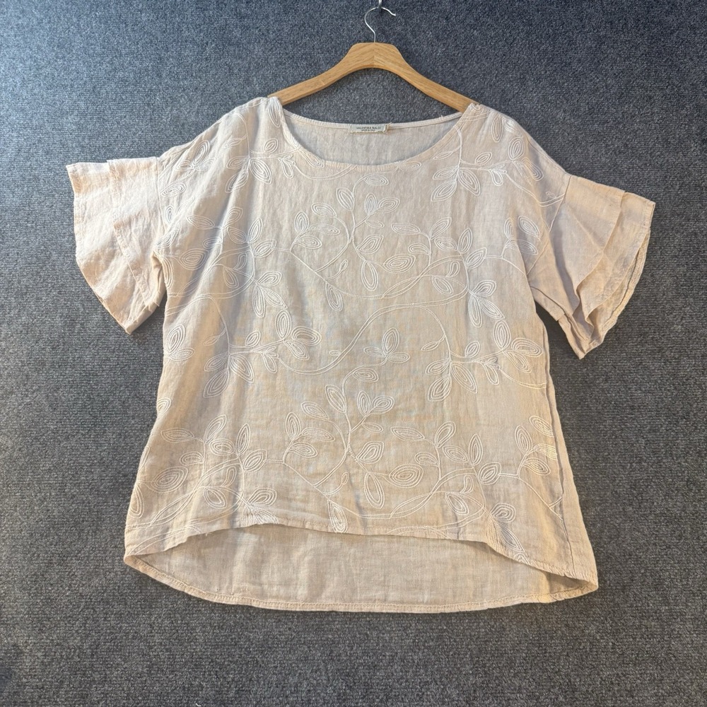 Valentina Naldi Top Womens M Dusty Pink Italy 100% Linen Coastal Vacation Resort